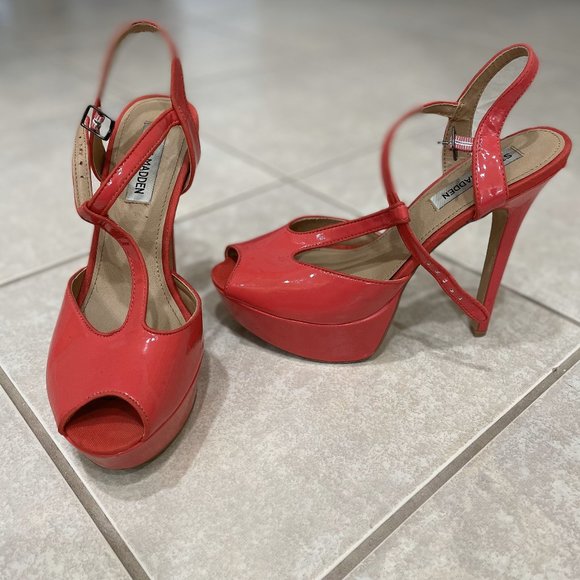 Women's Steve Madden Size 8 Coral Heels - Picture 1 of 7